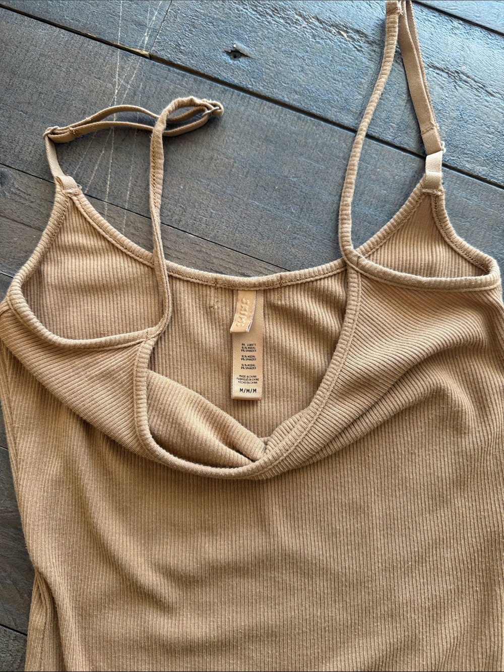 SKIMS Ribbed Long Soft Lounge Slip Dress Ribbed Stretch Tan Camel - Picture 5 of 9